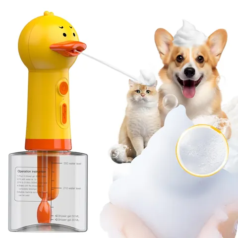 Espumador Eléctrico para Mascotas Patito Amarillo Máquina de Burbujas Automática Baño Perros Recargable Herramienta Aseo Gatos