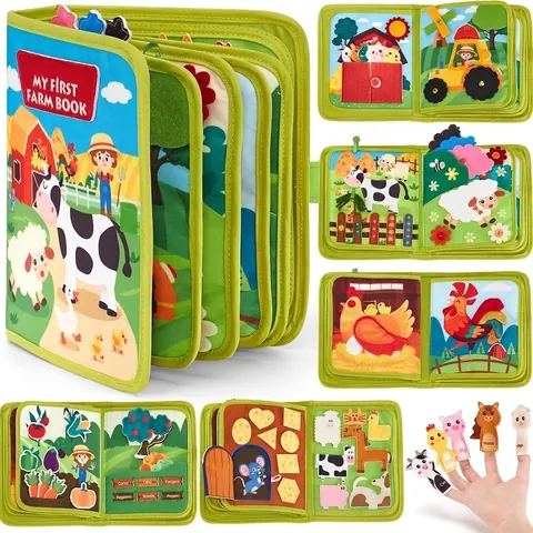 Montessori Felt Busy Board Early Education Quiet Book Farm Animal Theme Toddler Travel Activity Sensory Toy
