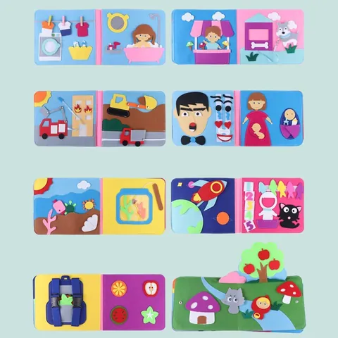 Livre d'Activités Montessori pour Tout-petits en Feutre Jouet d'Éveil avec Motif Arcobaleno Livre Sensoriel Interactif