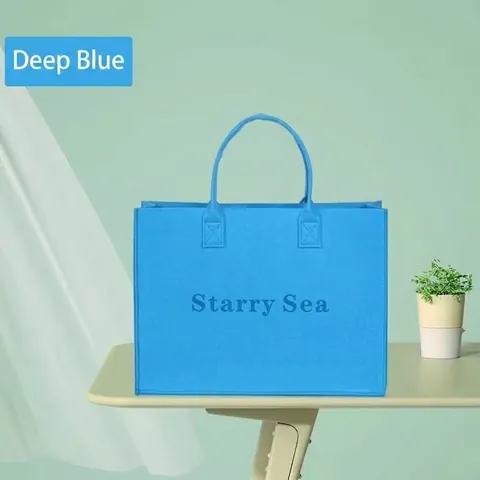 Minimalistische Polyester Filz Tote Bag Große Kapazität Buchstaben Druck Shopping Handtasche Tragbare Damen Casual Schultertasche