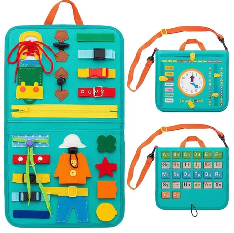 Montessori Busy Board in Feltro per Bambini Giocattolo Sensoriale Educativo Apprendimento Abilità Motorie Fini e di Vita Tavola per Attività