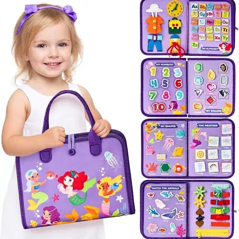 Montessori Busy Board For Toddlers Sensory Felt Activity Book Early Education Fine Motor Skills Learning Toy For Boys Girls