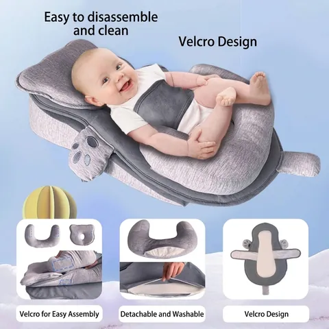 Almohada de Cuña Antireflujo para Lactantes Algodón Puro Artefacto de Alimentación para Recién Nacidos Cojín Desmontable Ajustable