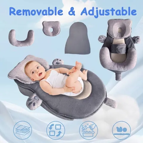 Almohada de Lactancia Anti-Reflujo para Recién Nacido Colchón de Cuña Ajustable Con Funda de Algodón Removible Esponja