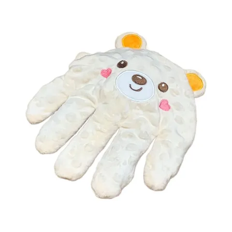 Almohada Calmante para Bebé con Forma de Mano y Relleno de Frijoles Rojos Tela Minky Juguete Anti-Sobresalto para Recién Nacidos