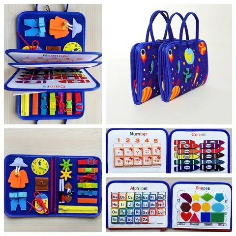 Tablero de Actividades Montessori para Niños Pequeños Fieltro Sintético Juguete Sensorial Aprendizaje Habilidades Motoras Finas
