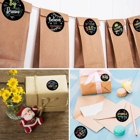 Motivational Stickers Roll Black Round Self Adhesive Reward Labels For Student Teacher School Office Decoration Sealing Stickers