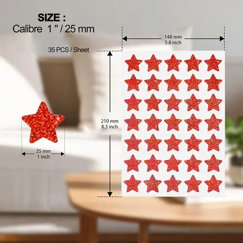 Laser Holographic Star Stickers For Kids Reward Incentive Sparkle Pentagon Adhesive Labels For Gift Sealing Decoration