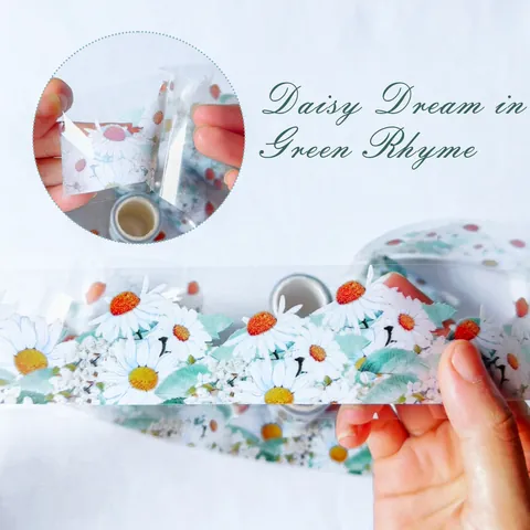 Daisy Floral PET Tape Transparent Decorative Tape For Scrapbooking DIY Crafts Journal Planner Notebook Office Art Supplies