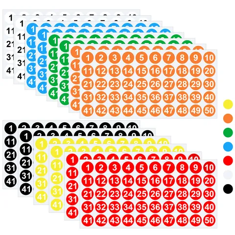 Imperméable Ronds Numéros Autocollants Colorés Étiquettes Inventaire Pour Bureau Entrepôt Organisation Marquage Identification Séquentielle