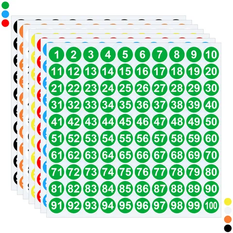 Imperméable Ronds Numéros Autocollants Colorés Étiquettes Inventaire Pour Bureau Entrepôt Organisation Marquage Identification Séquentielle