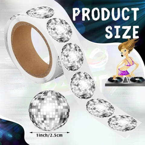Discokugel Spiegel Aufkleber Runde Selbstklebende Etiketten Für Party DIY Geschenk Deko Retro Stil Silber Siegel Für Bastel Ornament