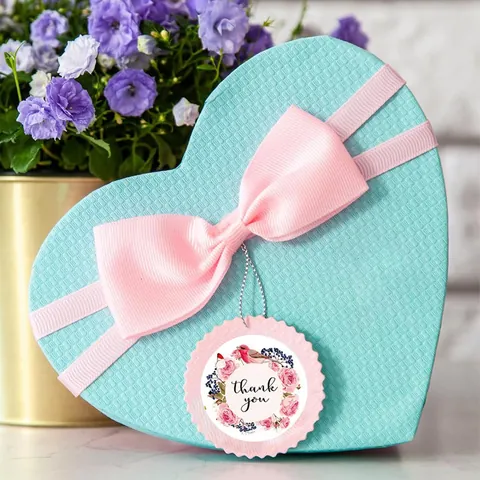 Pegatinas de Agradecimiento Florales Etiquetas Adhesivas Redondas para Caja de Regalo Boda Panadería Pastel Sellado Etiquetas Papel