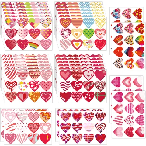 Herzmuster Valentinstag Aufkleber Für Hochzeit Geburtstag Dekor DIY Geschenkverpackung Selbstklebende Graffiti Herz Aufkleber Blätter