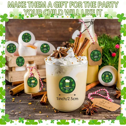 St Patricks Day Shamrock Clover Round Adhesive Stickers Labels For Gift Envelope Sealing Green Festival Party Decor