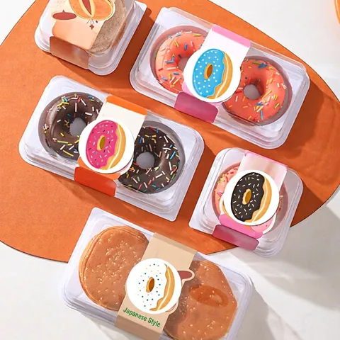 Donut Roll Stickers Round Self Adhesive Sealing Labels For Cake Dessert Baking Gift Packaging Decoration Stickers