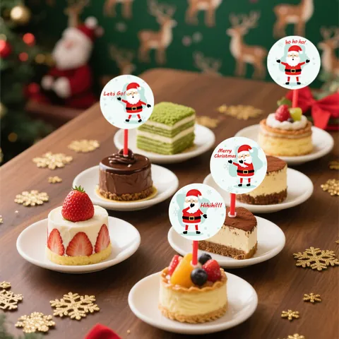 Rotolo di Adesivi Graffiti Babbo Natale Cartone Animato Tondi in PVC Impermeabili Etichette Sigillanti Natalizie per Confezioni Regalo Decorazione Festa