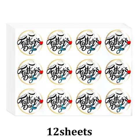 Round Father Day Gift Label Stickers Happy Father Day Decorative Envelope Sealing Tags For Greeting Cards Boxes Decoration