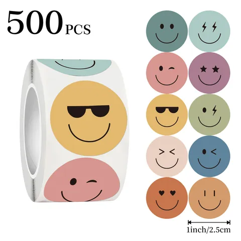 Multicolor Cartoon Smiley Face Stickers Morandi Color Emoji Labels For Scrapbooking Planner Journal Reward Decoration Stickers