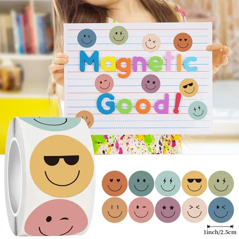Multicolor Cartoon Smiley Face Stickers Morandi Color Emoji Labels For Scrapbooking Planner Journal Reward Decoration Stickers