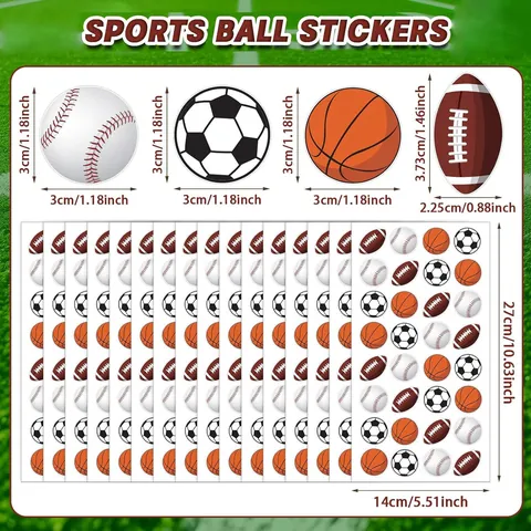 Pegatinas Deportivas Impermeables para Niños Recompensa Fútbol Baloncesto Béisbol Patrones Decorativos Calcomanías Scrapbooking
