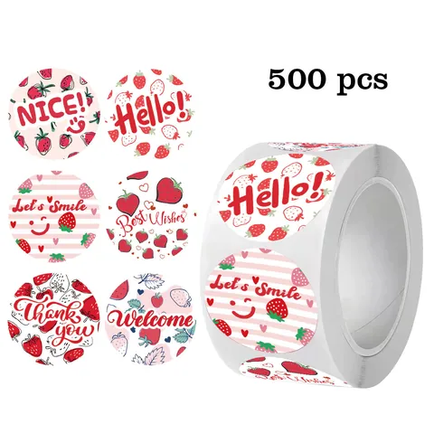 500 Pezzi Adesivi Rotondi per Sigillatura a Fragola Etichette a Motivo Frutta per Confezioni Regalo Decorazione Fai da Te Carta Patinata