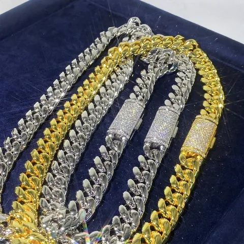 Hip Hop Schwere Panzerkette Edelstahl Halskette Mit 925 Sterlingsilber Moissanit Verschluss Iced Out Schmuck Für Herren
