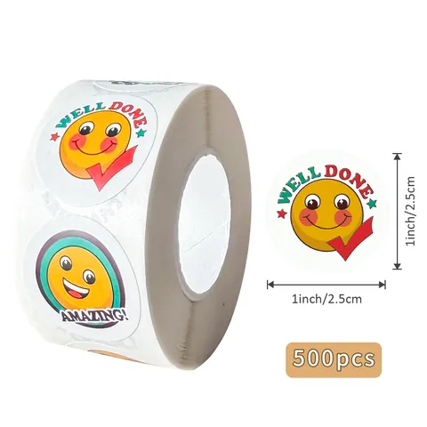 Cartoon Smiley Face Reward Stickers For Kids Students Well Done Amazing Reward Labels For Teacher Classroom Office School Supplies