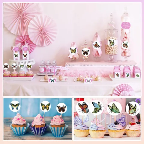 Pegatinas Decorativas de Grafiti de Mariposa Etiqueta Adhesiva de PVC Redonda para Sellar Cajas de Regalo Decoración de Papelería