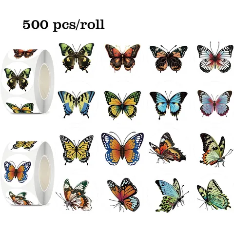 Pegatinas Decorativas de Grafiti de Mariposa Etiqueta Adhesiva de PVC Redonda para Sellar Cajas de Regalo Decoración de Papelería