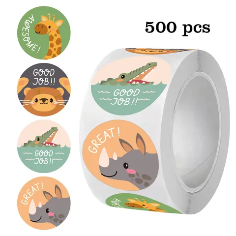 Animal Cartoon Motivational Reward Stickers For Kids Teachers Classroom Encouragement Labels School Supplies Roll