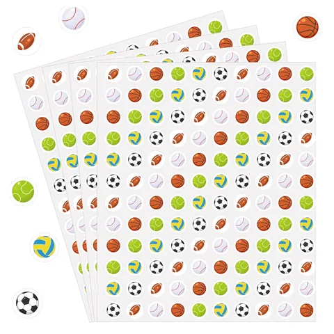 Sports Ball Stickers Basketball Football Baseball Soccer Rugby Theme Decorative Round Decals For Kids Teacher Reward Office School Supplies