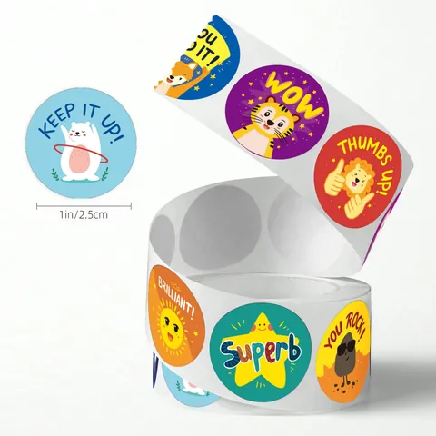 500 Pcs Motivational Animal Reward Stickers For Kids Round Adhesive Labels For Teachers Classroom School Home Decoration