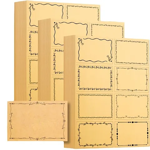 Kraftpapier Leere Etiketten Selbstklebende Aufkleber Mit Retro-Blumen-Deko-Rändern Für Geschenkverpackungen Umschlagversiegelung Basteln Party Dekoration