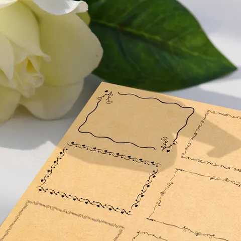 Kraftpapier Leere Etiketten Selbstklebende Aufkleber Mit Retro-Blumen-Deko-Rändern Für Geschenkverpackungen Umschlagversiegelung Basteln Party Dekoration