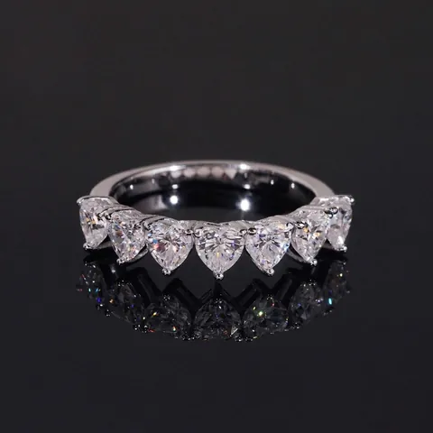 925 Sterlingsilber Herzschliff Moissanit Halbe Ewigkeit Ring Mit GRA Zertifikat D Farbe Eleganter Hochzeit Verlobungsring Für Damen Schmuck