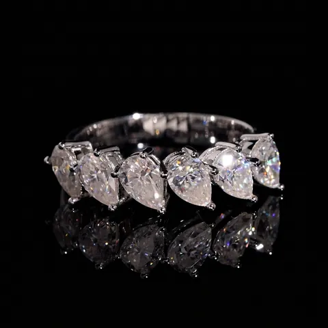 S925 Sterling Silver Pear Cut Moissanite Ring For Women Men Half Eternity Water Drop Moissanite Band Fashion Commute Ring Jewelry