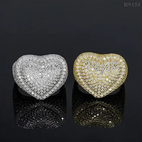 Luxury D Color VVS1 Moissanite Heart Ring For Men 925 Sterling Silver Iced Out Pave Hip Hop Statement Ring With GRA Certificate Gift Box