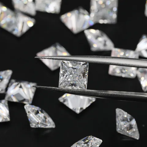 Princess Cut Moissanite Χύμα Λίθος Χρώμα DF GH Καθαρότητα VVS Τετράγωνος Πολύτιμος Λίθος Με Πιστοποιητικό GRA Για Κοσμήματα