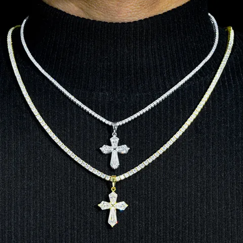 S925 Sterling Silver Moissanite Cross Pendant For Men Women Hip Hop Jewelry Gold Silver Plated Geometric Kite Cut GRA Certificate Accessory
