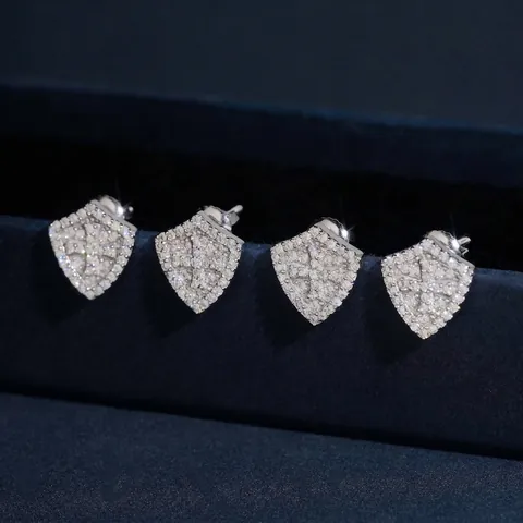 S925 Sterling Silver Shield Moissanite Stud Earrings D Color Full Pave Inlaid Cross Hip Hop Jewelry With GRA Certificate