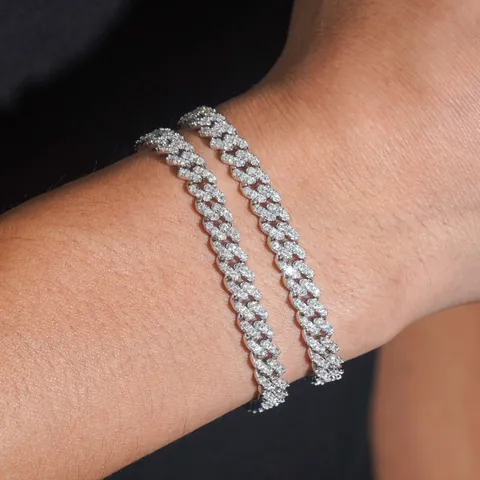 GRA Moissanit Hip Hop Panzerkette Halskette Für Herren 6mm Kupfer Raute Eingelegt Einreihig Schmuck Geschenk