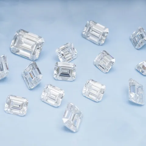 Pierre de Moissanite Non Sertie Taille Émeraude Couleur DF GH Clarté VVS Diamant de Laboratoire pour Fabrication de Bijoux Bague Pendentif