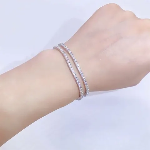 925 Sterlingsilber Moissanit Tennis Armband Einreihig Hip Hop Schmuck Für Damen Herren Gold Roségold Beschichtet GRA Zertifiziert