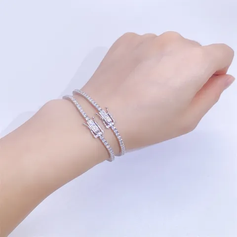 925 Sterling Silver Moissanite Tennis Bracelet Single Row Hip Hop Jewelry For Women Men Gold Rose Gold Plated GRA Certified
