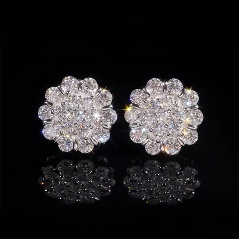 Pendientes de Botón de Moissanita y Plata de Ley 925 para Hombre y Mujer Hip Hop GRA Certificado Conjunto de Joyas con Caja