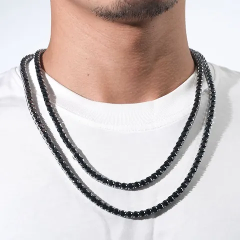 Hip Hop 316L Edelstahl Schwarzer Moissanit Tennis Halskette Armband Für Herren Damen GRA Zertifizierter Schmuck Geschenk