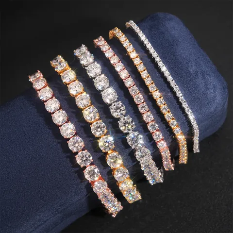 925 Sterling Silver 10mm Moissanite Hip Hop Tennis Chain For Men Women Round Cut Sparkling Necklace With GRA Certificate