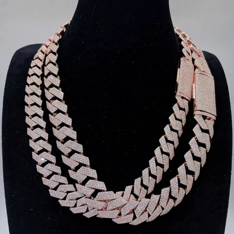 Collier Maille Cubaine en Argent Sterling 925 Moissanite Chaîne Hip Hop Iced Out pour Hommes Femmes Bijoux