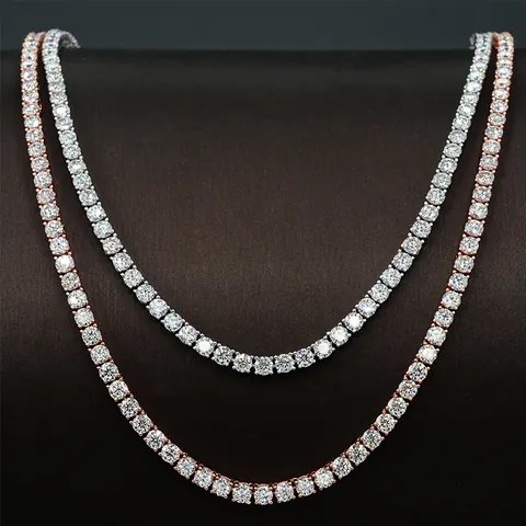 Hip Hop 4mm Moissanite 925 Sterling Silver Tennis Chain Necklace For Men Women Iced Out Bling Bling Jewelry Gift GRA Certificate